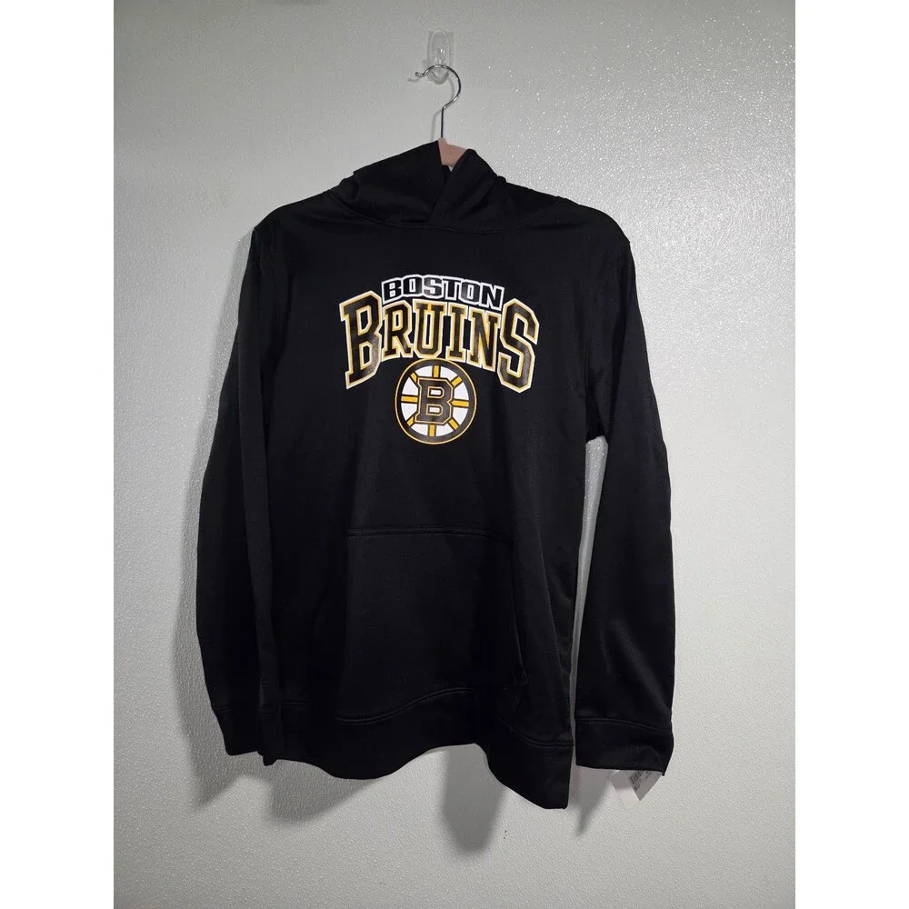 Boston Bruins Boys Hoodie Hooded Sweatshirt NHL Black NWT XL (14/16) Official